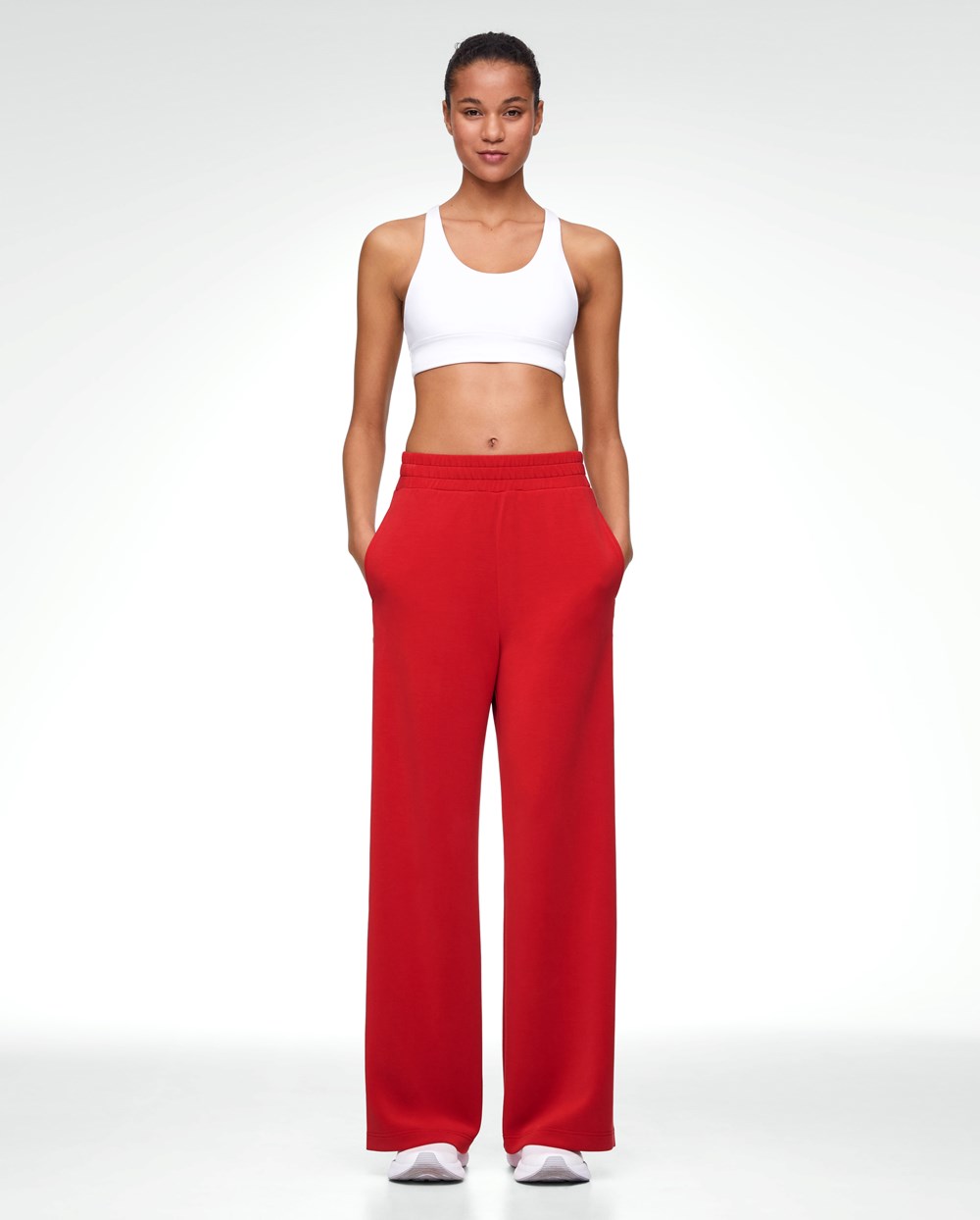 Red Oysho Soft Touch Modal Wide-leg Trousers With Buttons | ZHRL36479