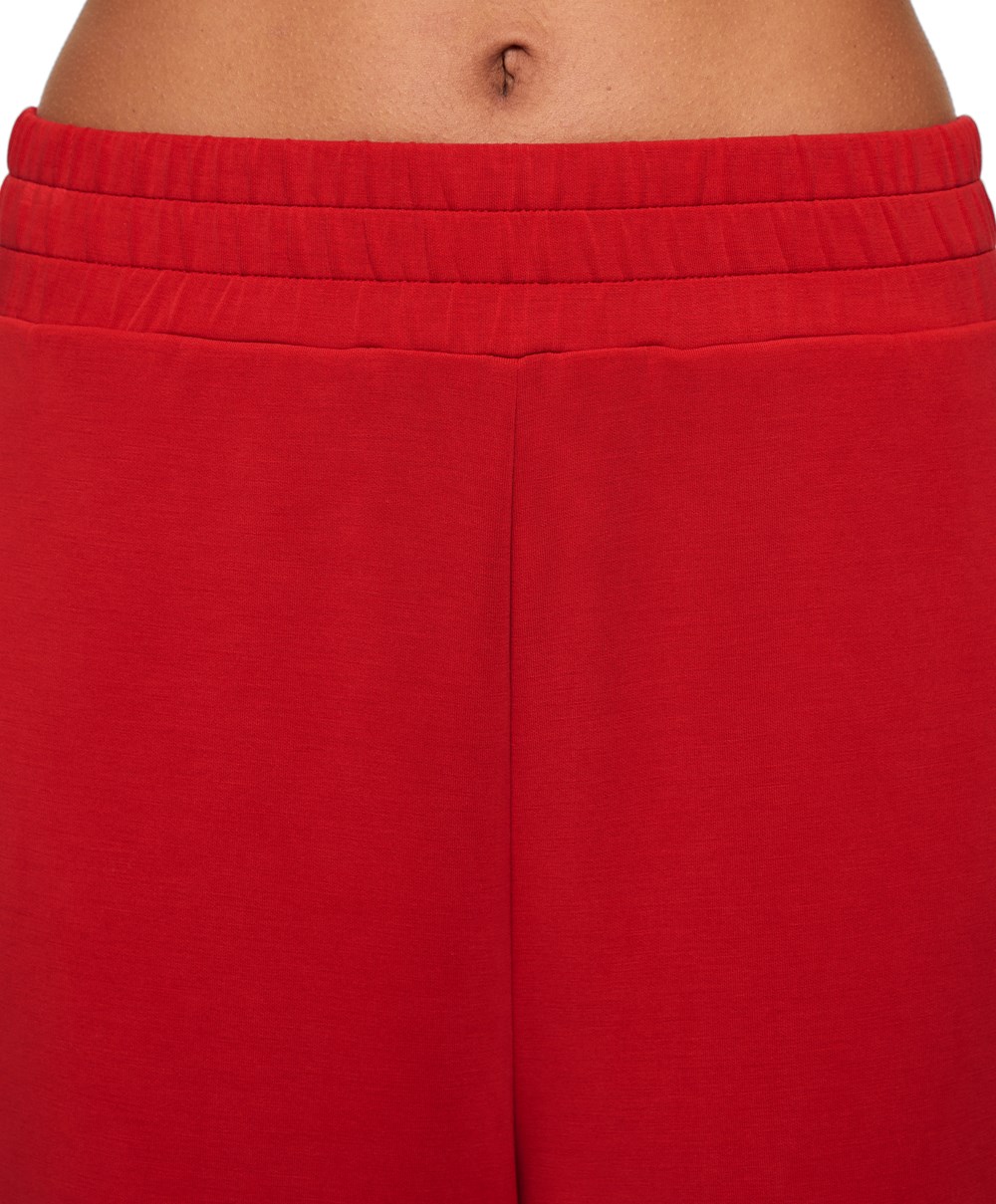 Red Oysho Soft Touch Modal Wide-leg Trousers With Buttons | ZHRL36479