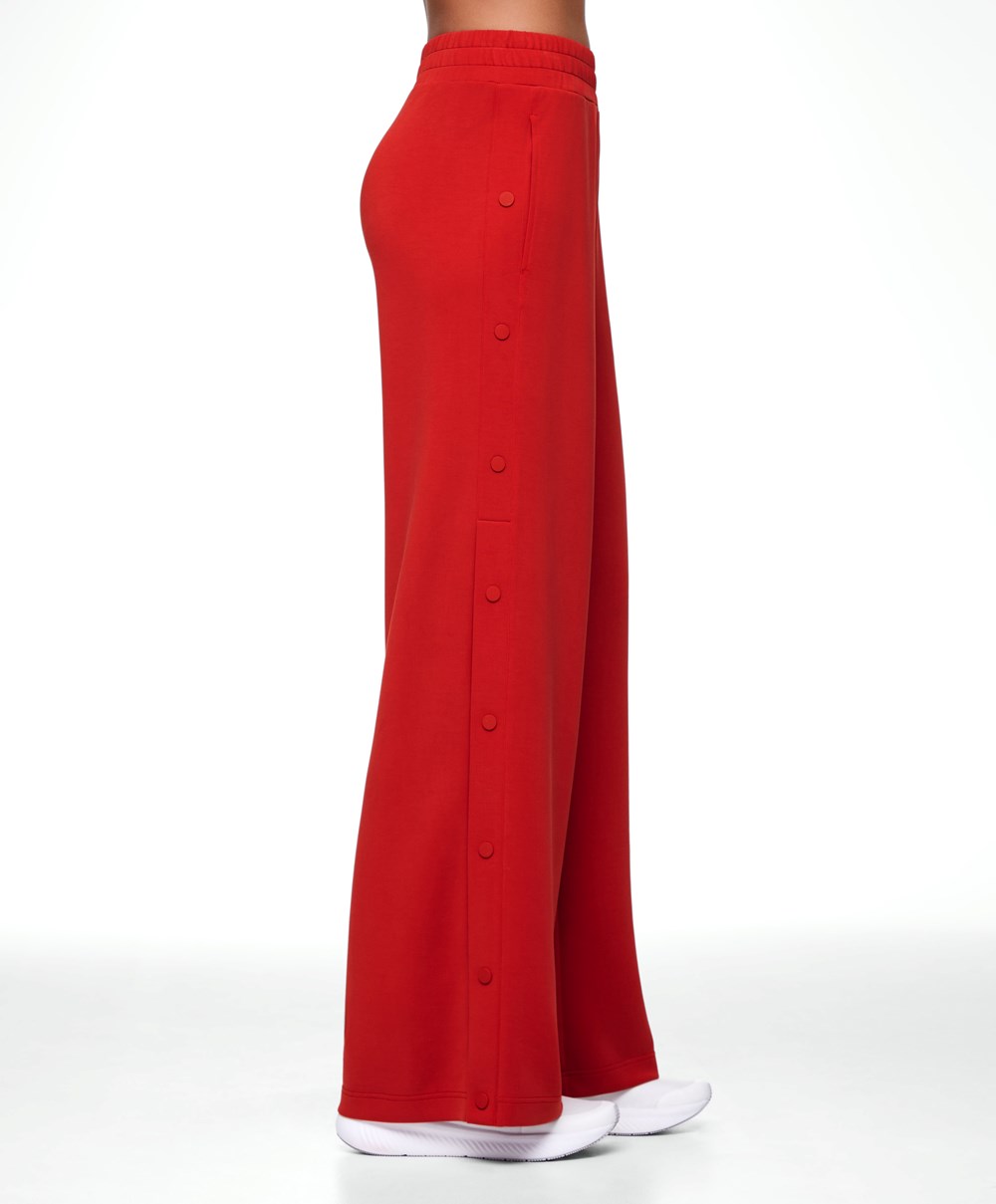 Red Oysho Soft Touch Modal Wide-leg Trousers With Buttons | ZHRL36479