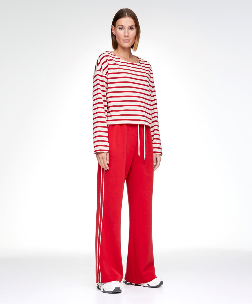 Red Oysho Stripe Modal Flare Trousers | AXUN39210