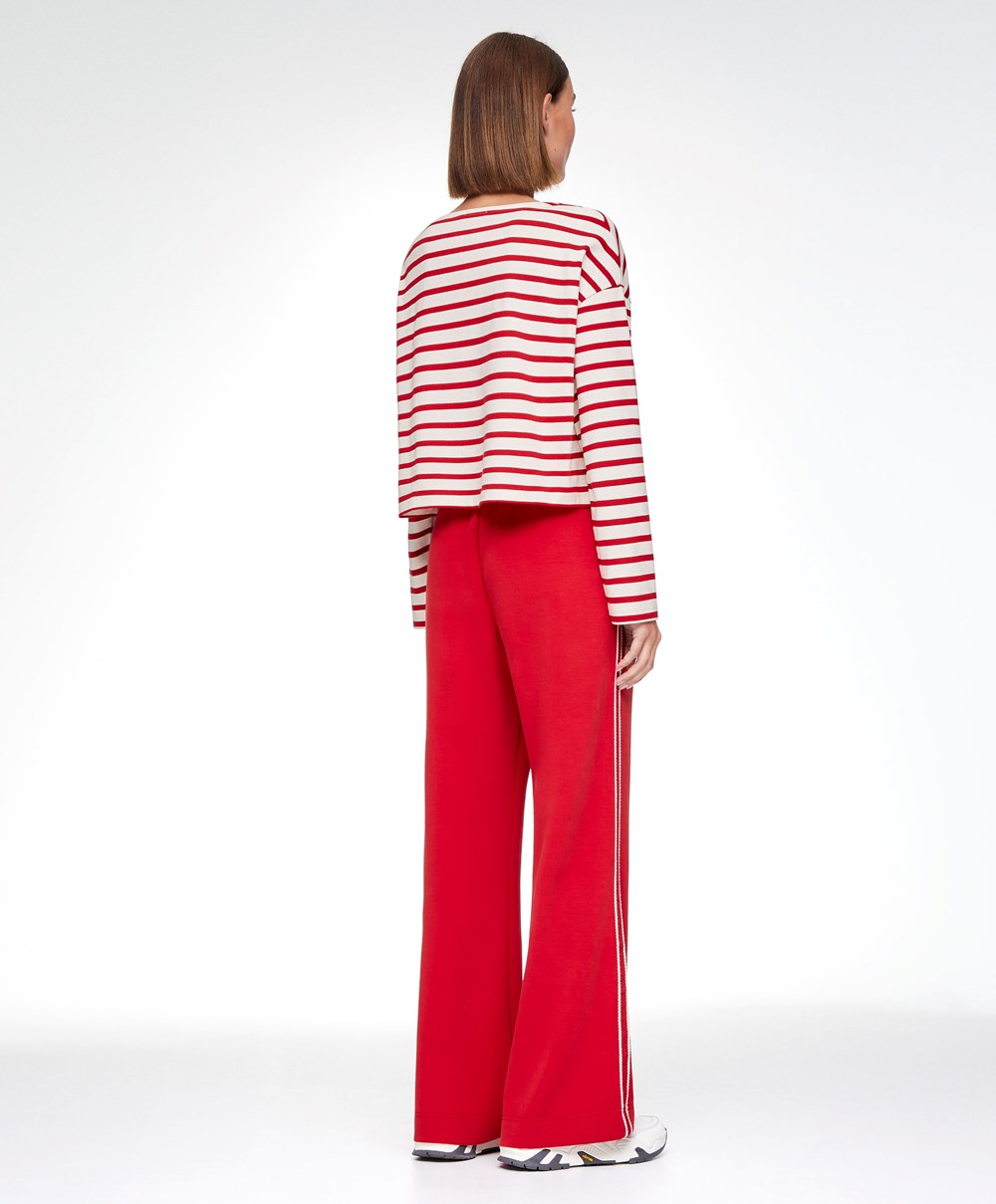 Red Oysho Stripe Modal Flare Trousers | AXUN39210