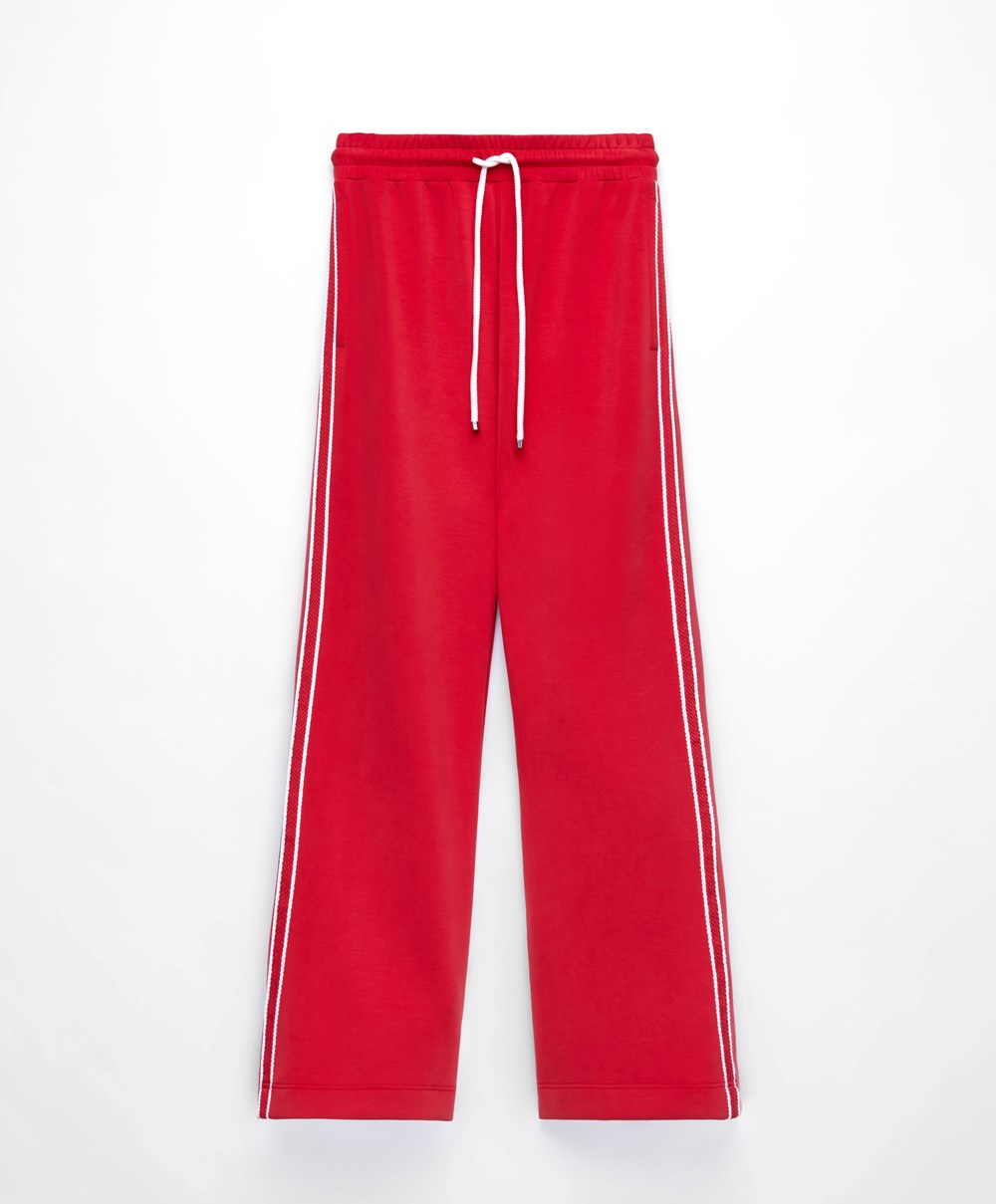 Red Oysho Stripe Modal Flare Trousers | AXUN39210