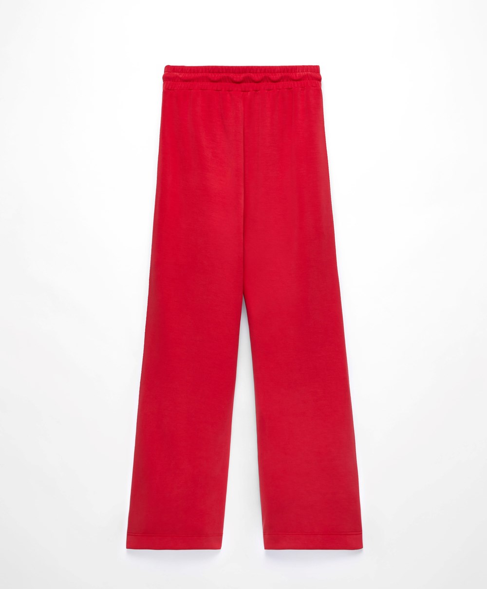 Red Oysho Stripe Modal Flare Trousers | AXUN39210