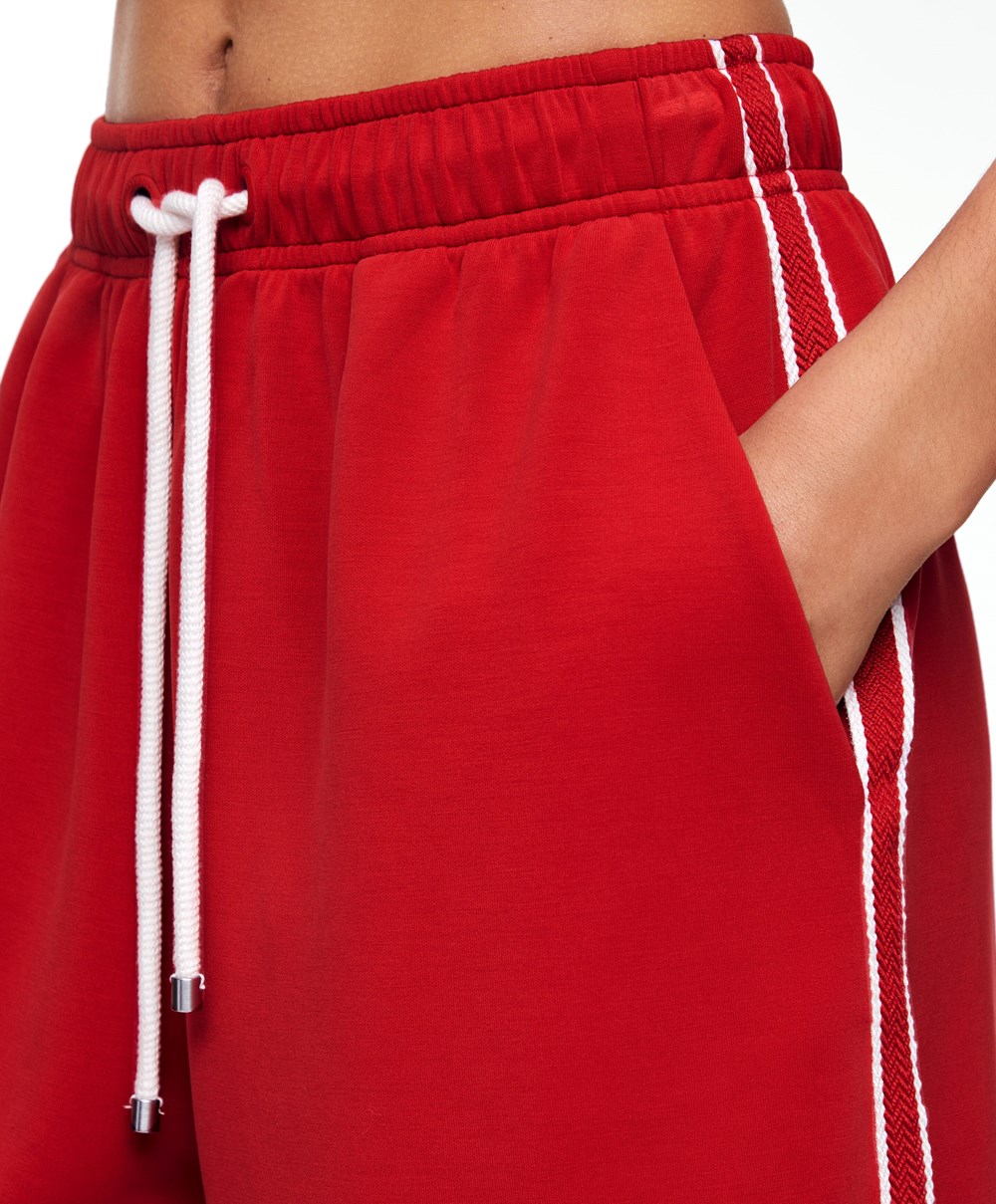 Red Oysho Striped Soft Touch Modal Bermuda Shorts | QIYF21905