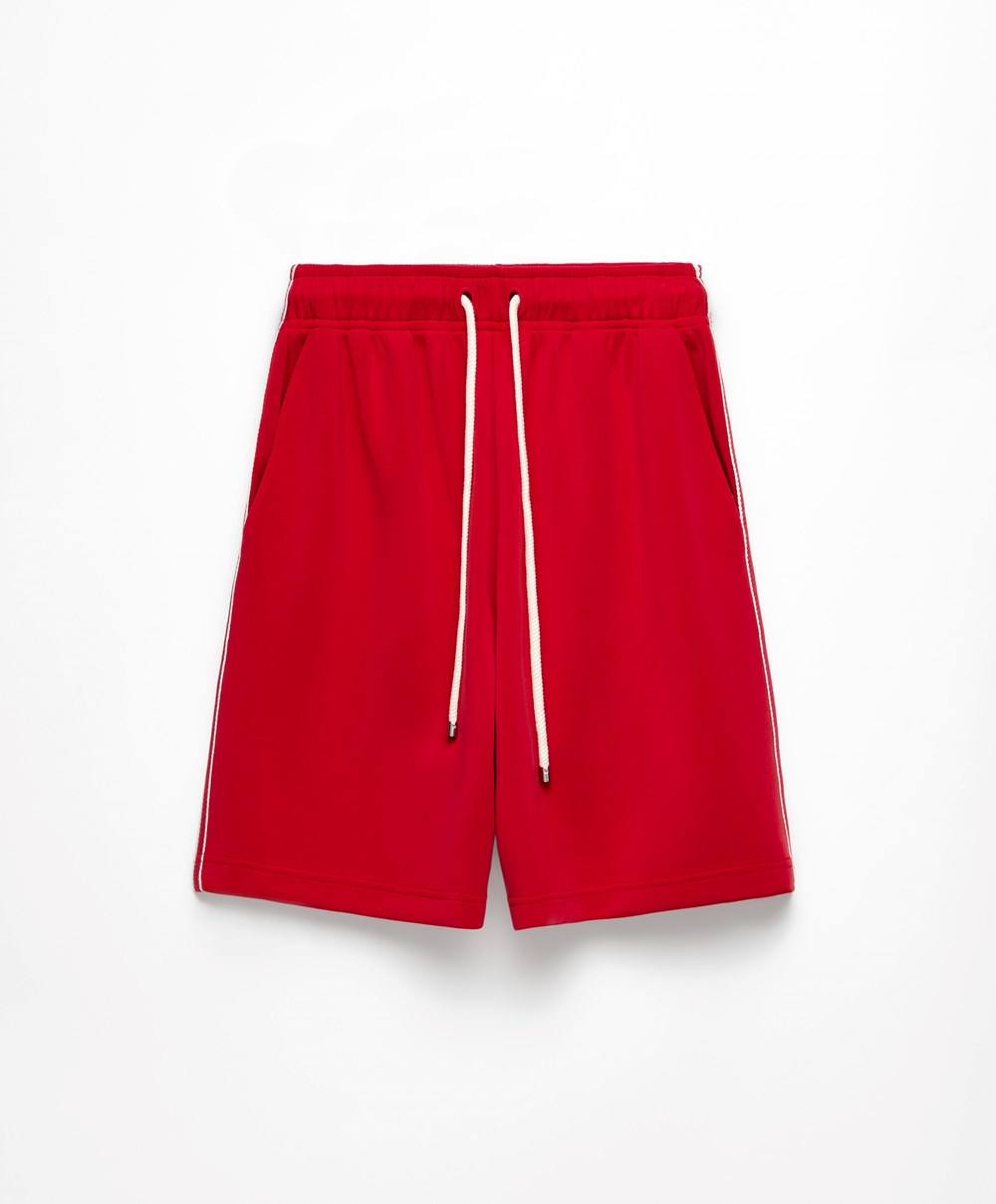 Red Oysho Striped Soft Touch Modal Bermuda Shorts | QIYF21905