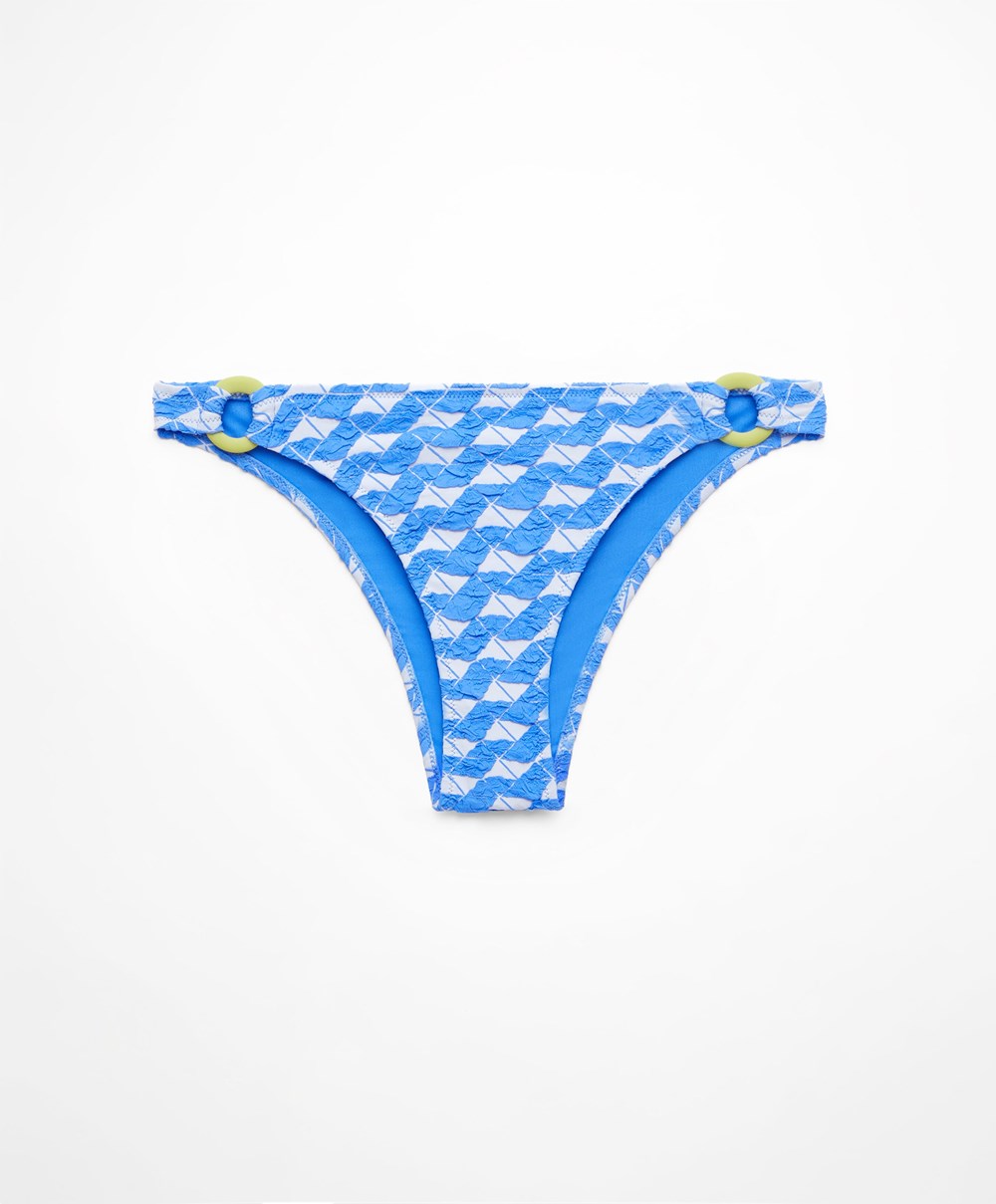 Regatta Blue Oysho Geometric Jacquard Medium-coverage Bikini Briefs | JBFU14509