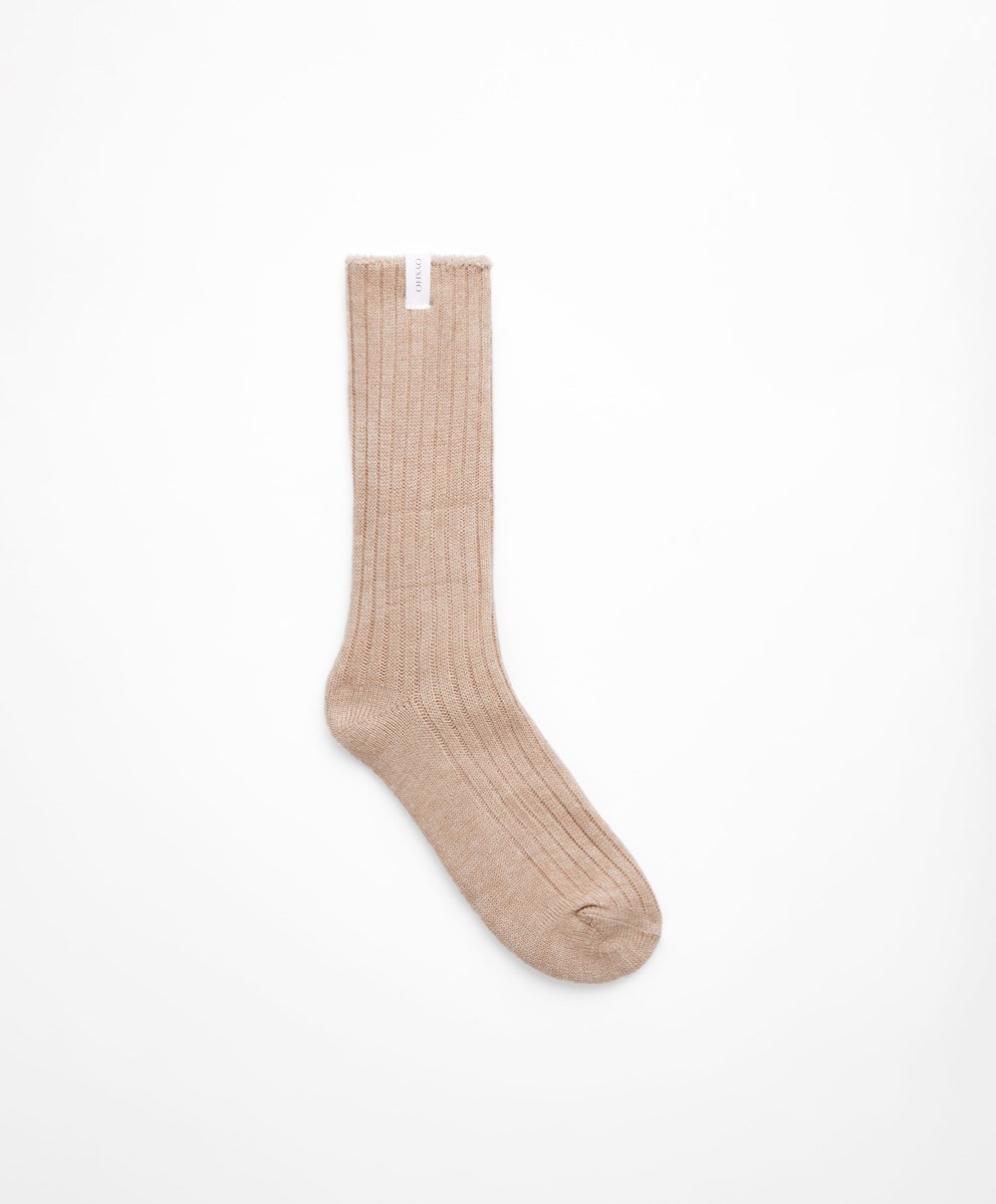 Sand Melange Oysho Rib Classic Socks | XCVN43580