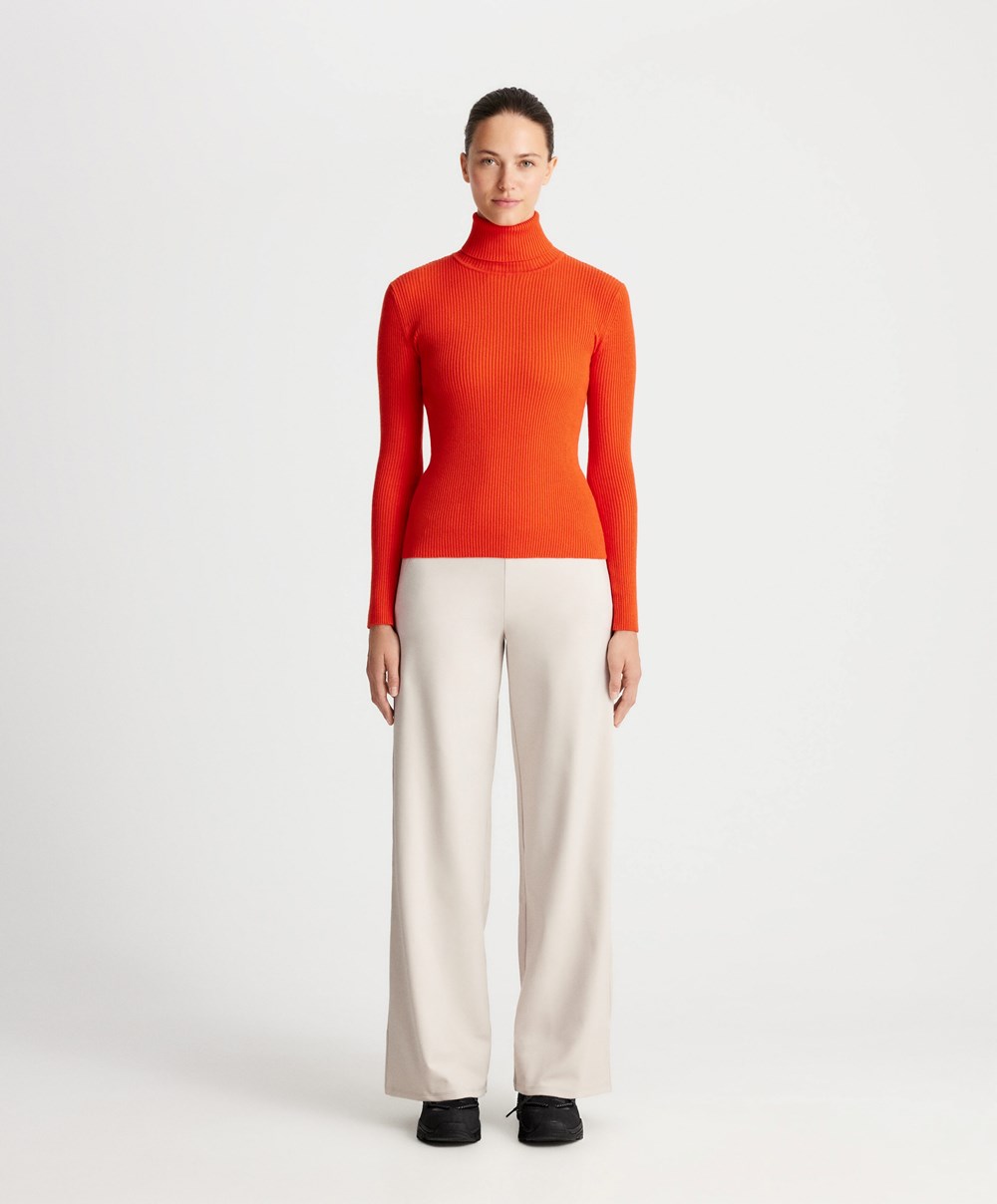 Sand Oysho Warm Straight Trousers | IERQ29461