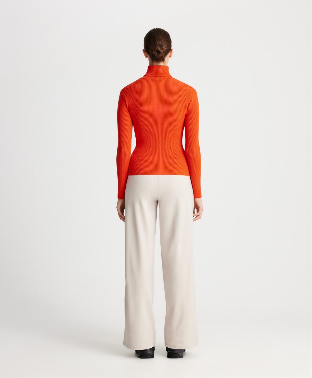 Sand Oysho Warm Straight Trousers | IERQ29461