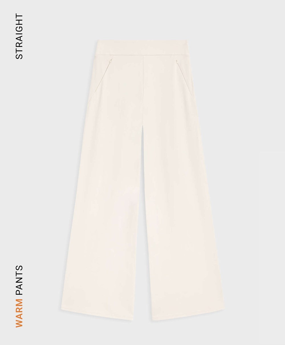 Sand Oysho Warm Straight Trousers | IERQ29461