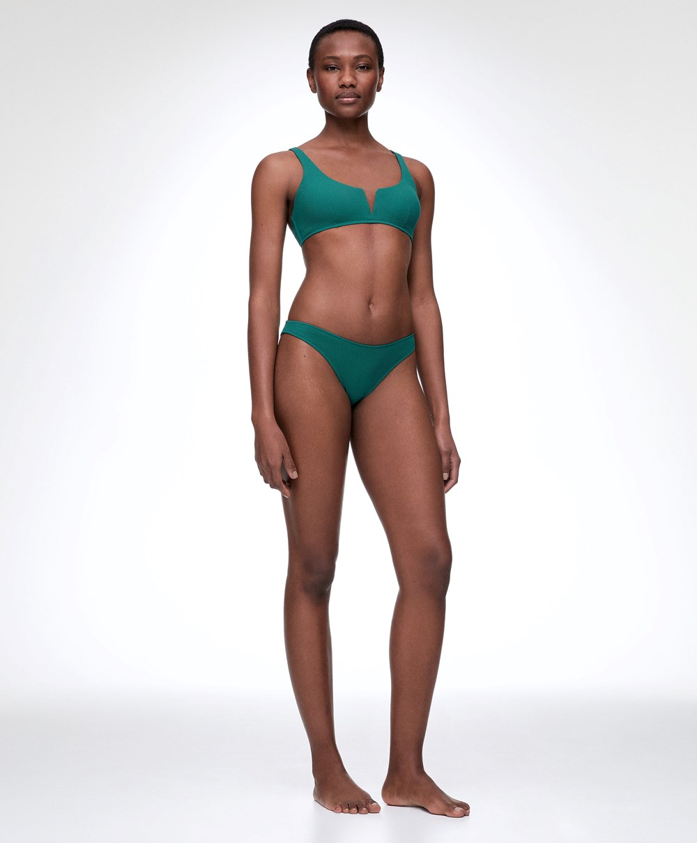 Sapphire Green Oysho Piqué Halterneck Bikini Top | LFRJ76105