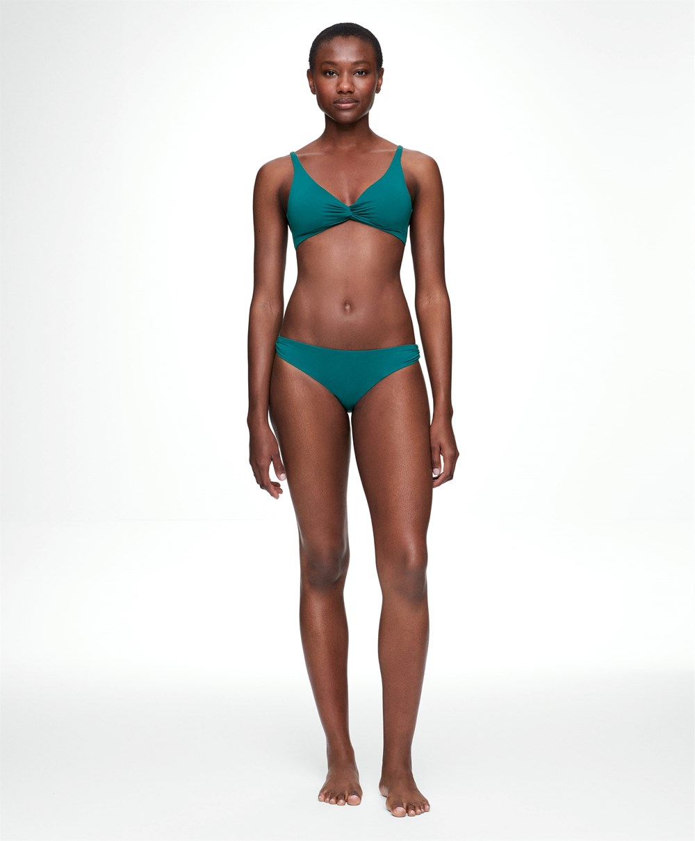 Sapphire Green Oysho Ruched Medium-coverage Bikini Briefs | XGAW80471