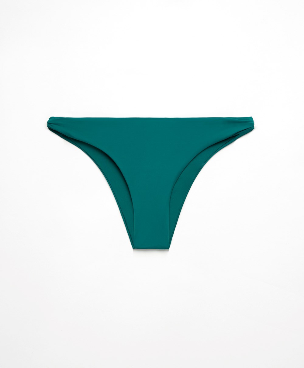 Sapphire Green Oysho Ruched Medium-coverage Bikini Briefs | XGAW80471