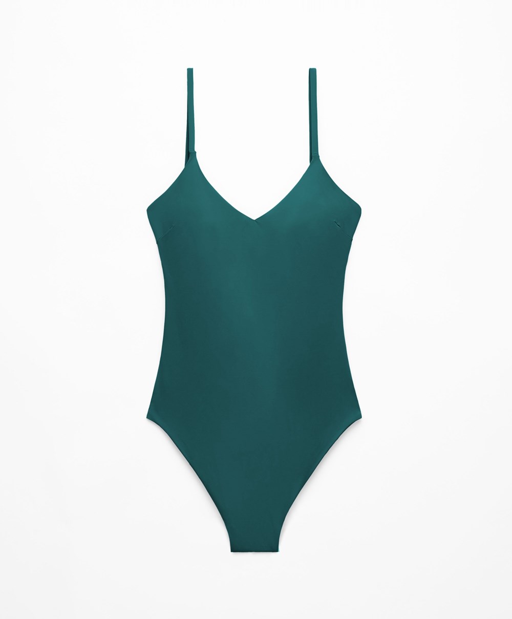 Sapphire Green Oysho Triangle Swimsuit | DFGH17529