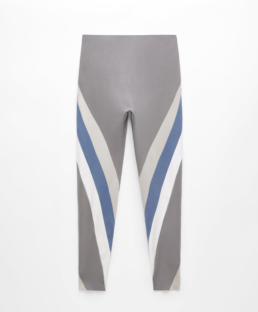 Silver Oysho Colour Block Compressive 65cm Ankle-length Leggings | CGJS07165