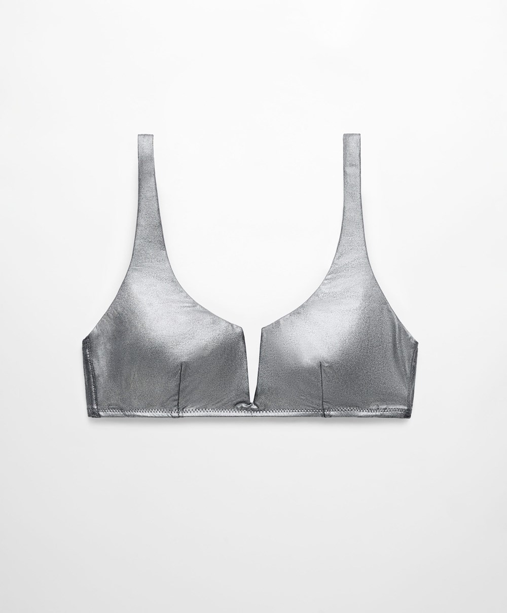 Silver Oysho Halterneck-style Bikini Top With V-neck | ZNJO05197