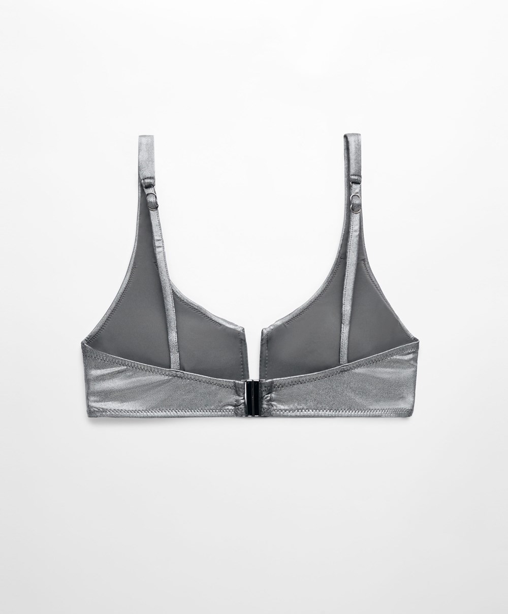 Silver Oysho Halterneck-style Bikini Top With V-neck | ZNJO05197