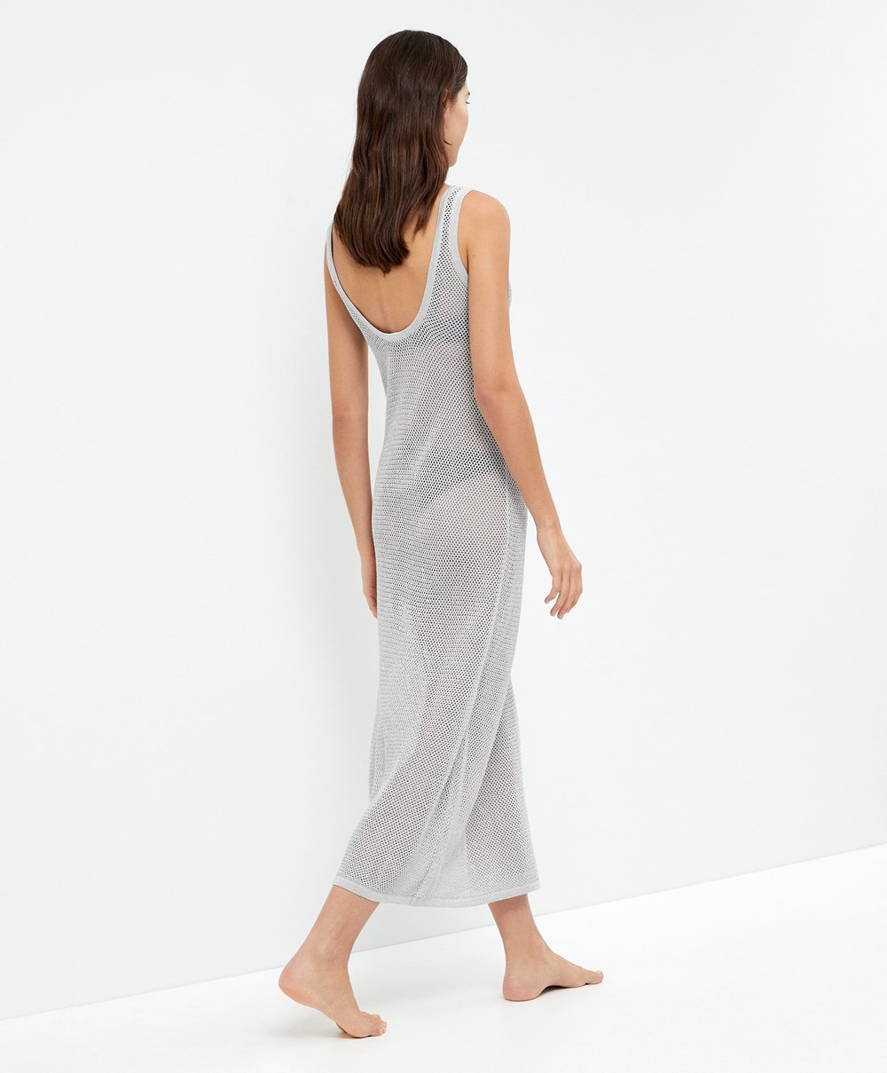 Silver Oysho Knit Midi Dress | CMJF86427