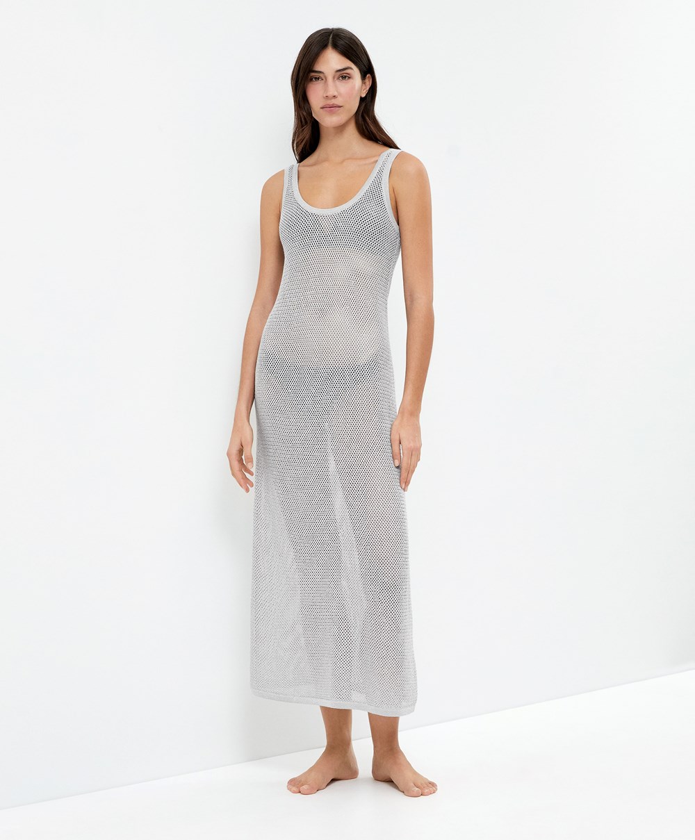 Silver Oysho Knit Midi Dress | OTCM54980