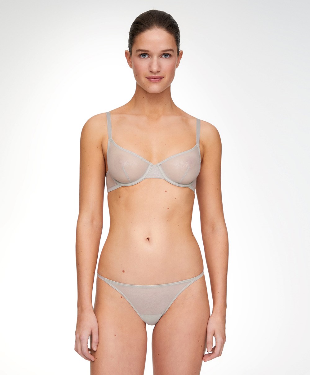 Silver Oysho Shiny Strappy Tulle Thong | PYTS95742