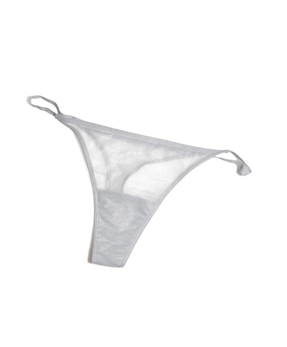 Silver Oysho Shiny Strappy Tulle Thong | PYTS95742