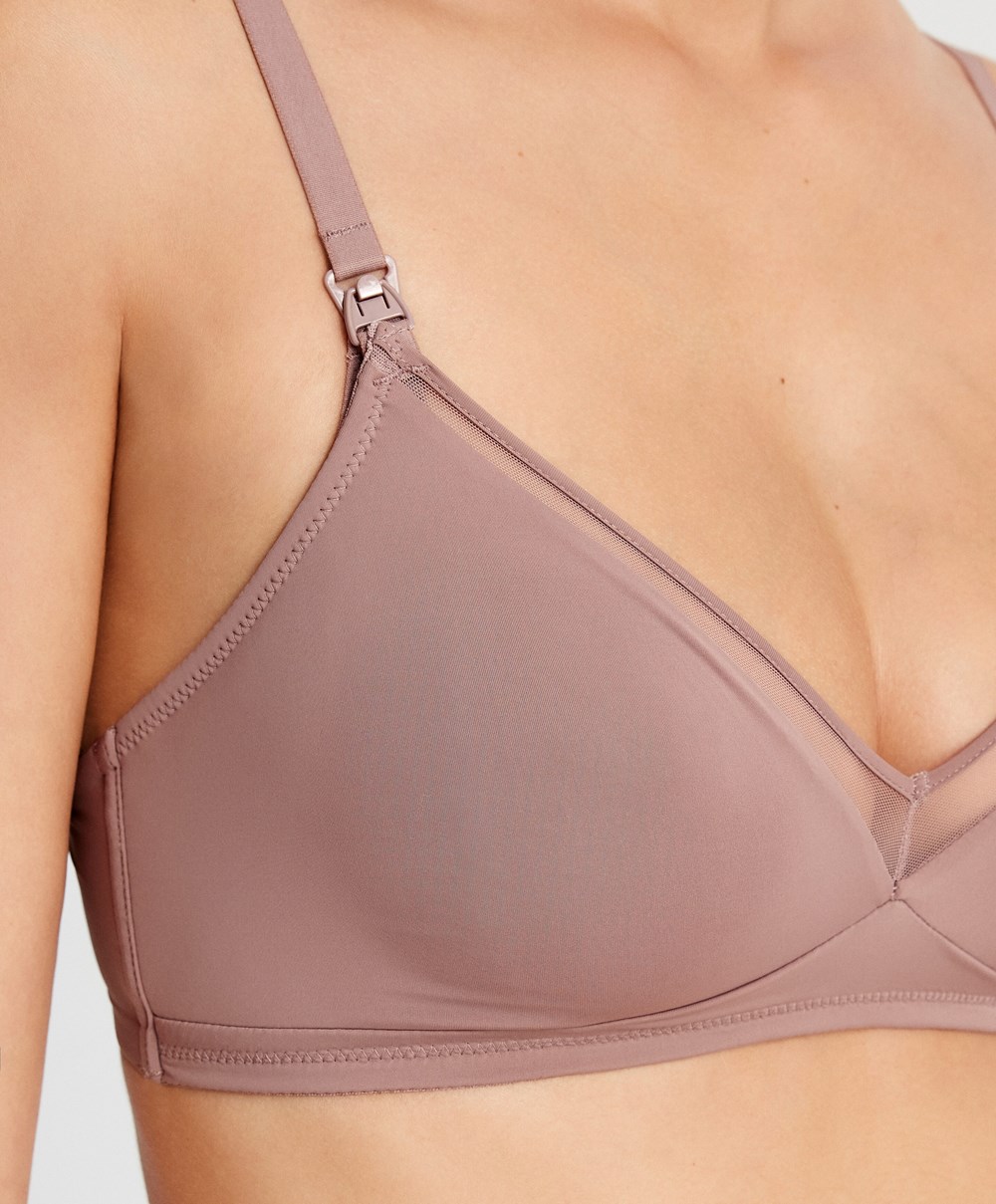 Soft Mauve Oysho Tulle Nursing Bra | ZLWM13708