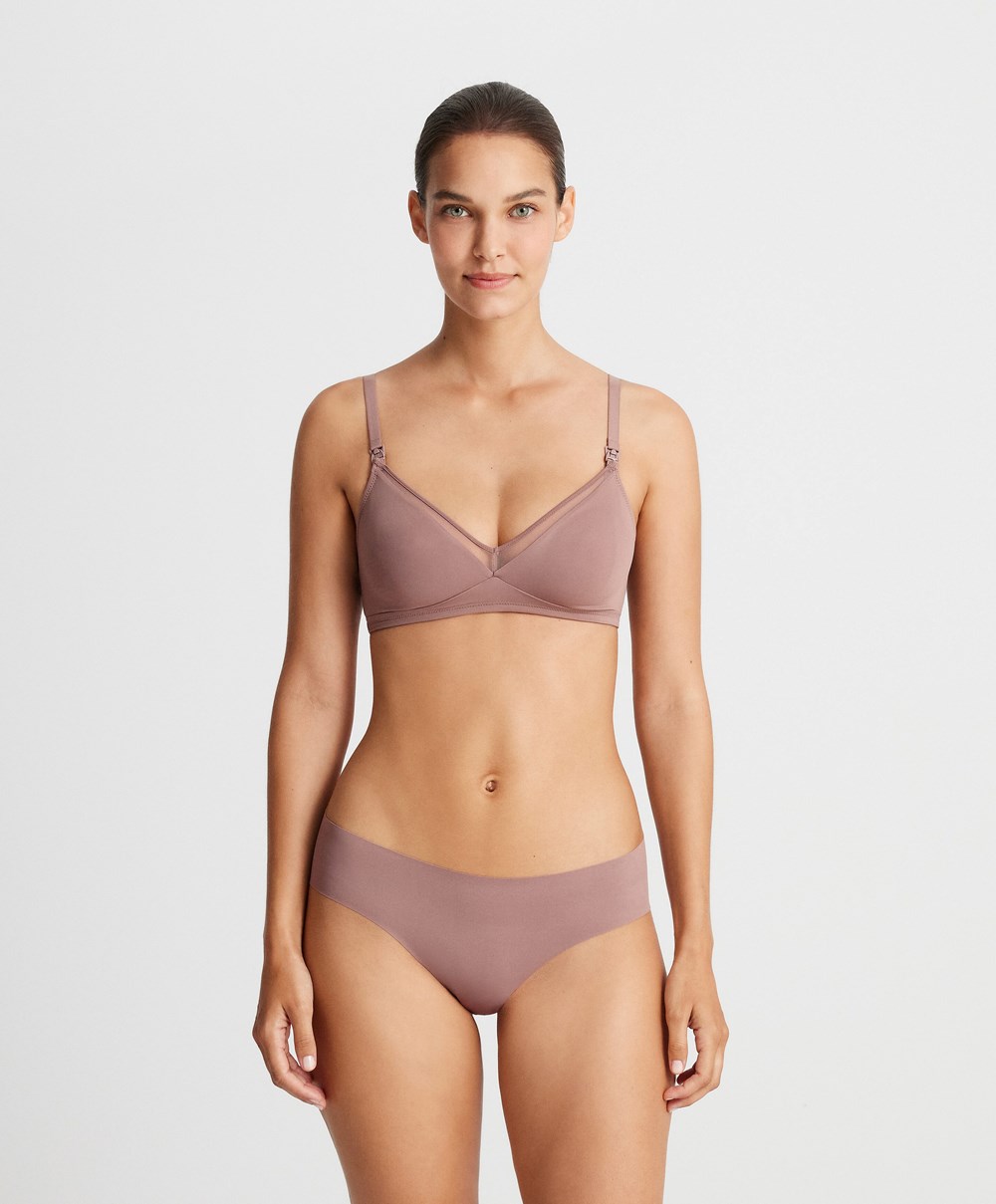 Soft Mauve Oysho Tulle Nursing Bra | ZLWM13708