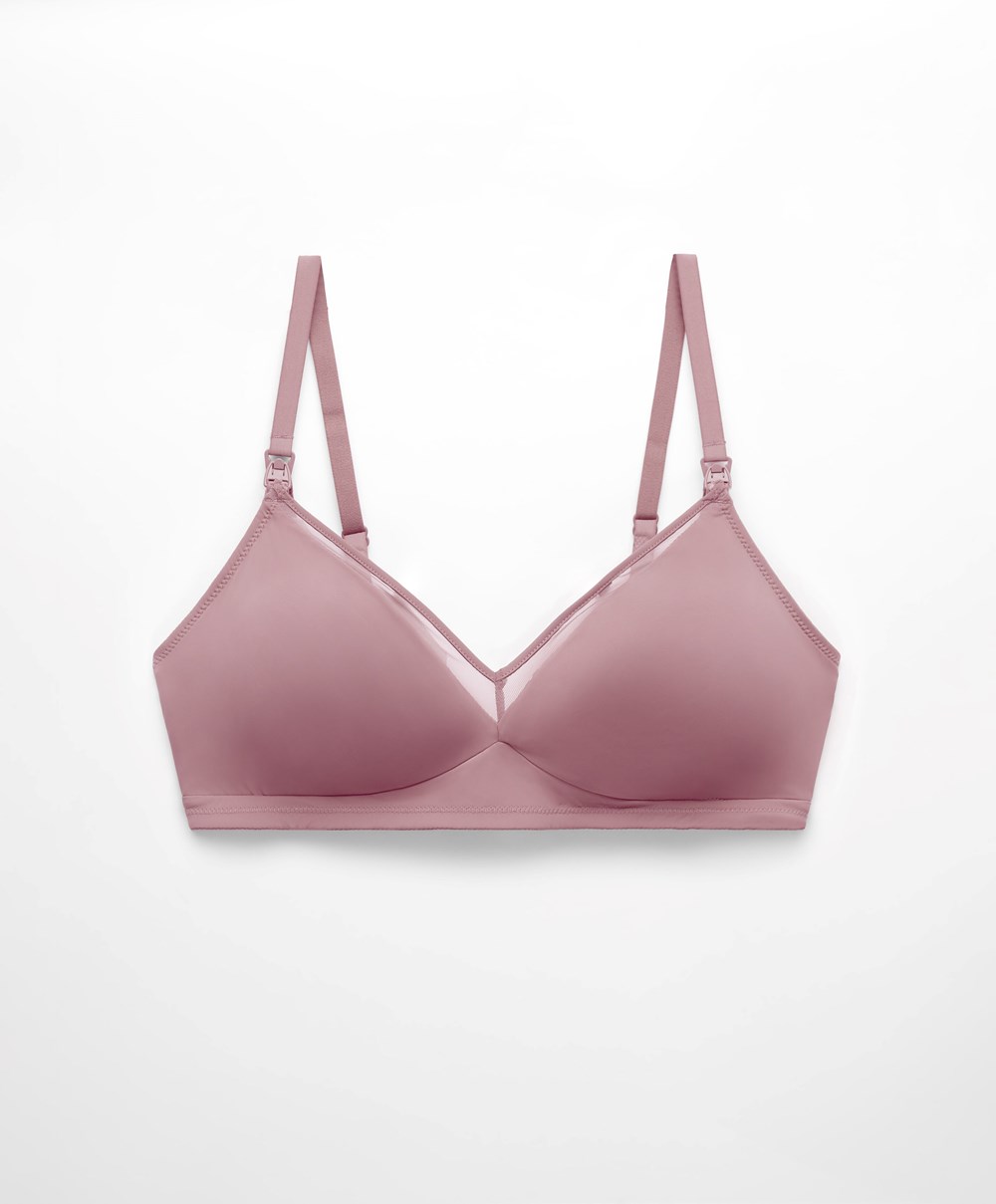 Soft Mauve Oysho Tulle Nursing Bra | ZLWM13708