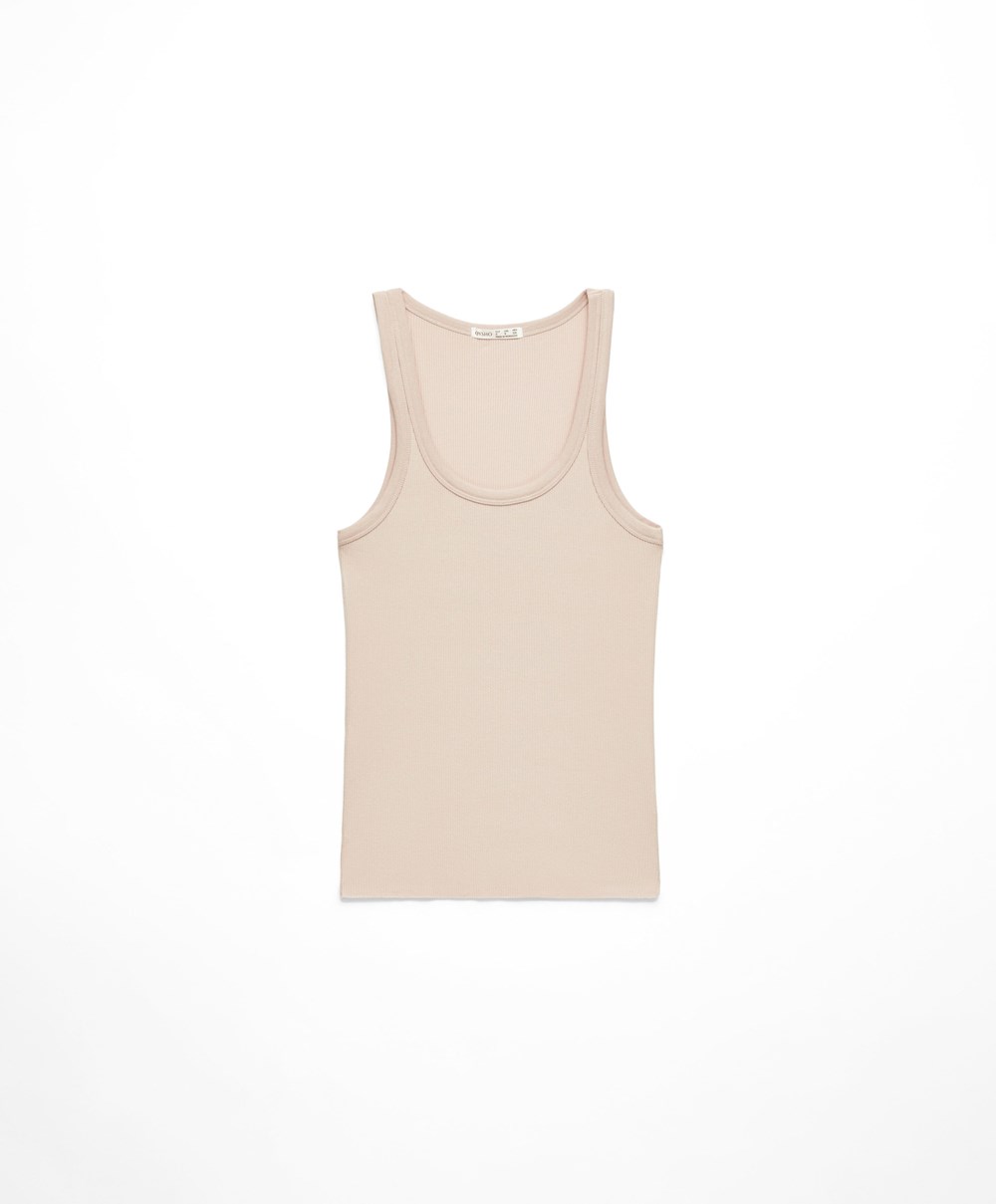 Soft Mink Oysho Ribbed Vest Top | LKJM21943