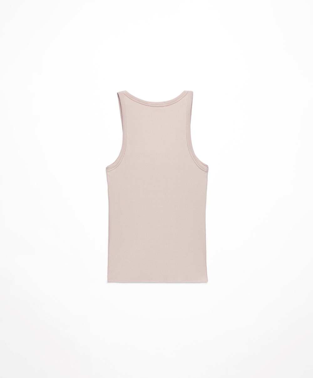 Soft Mink Oysho Ribbed Vest Top | LKJM21943