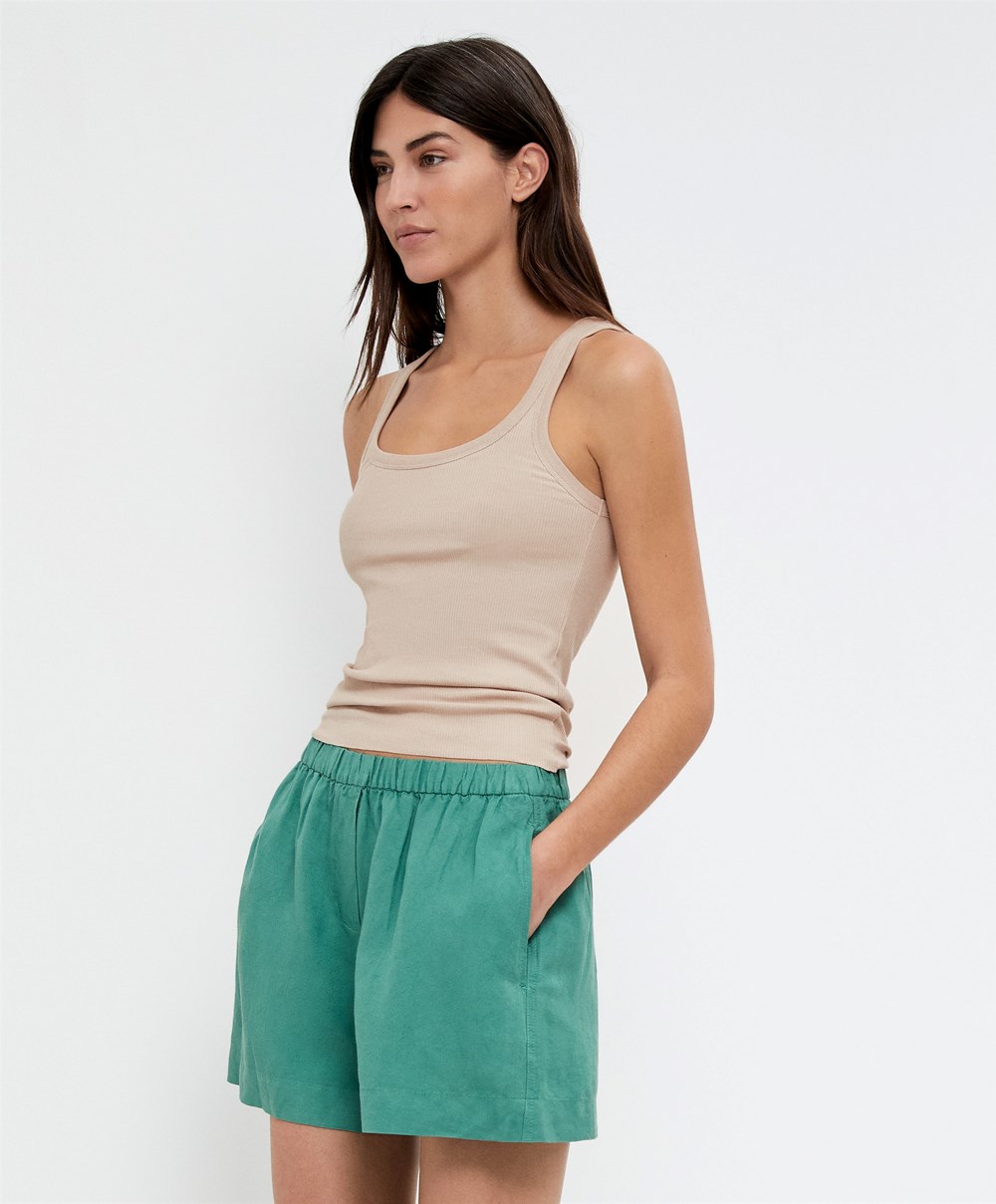 Soft Mink Oysho Ribbed Vest Top | LKJM21943