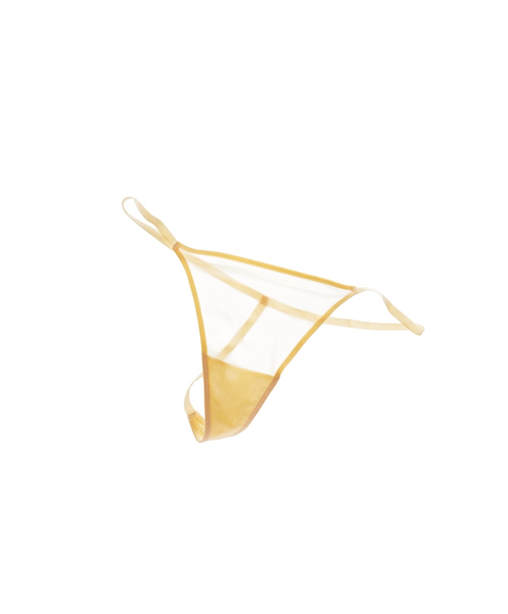 Soft Yellow Oysho Strappy Tulle Thong | OFLT79108