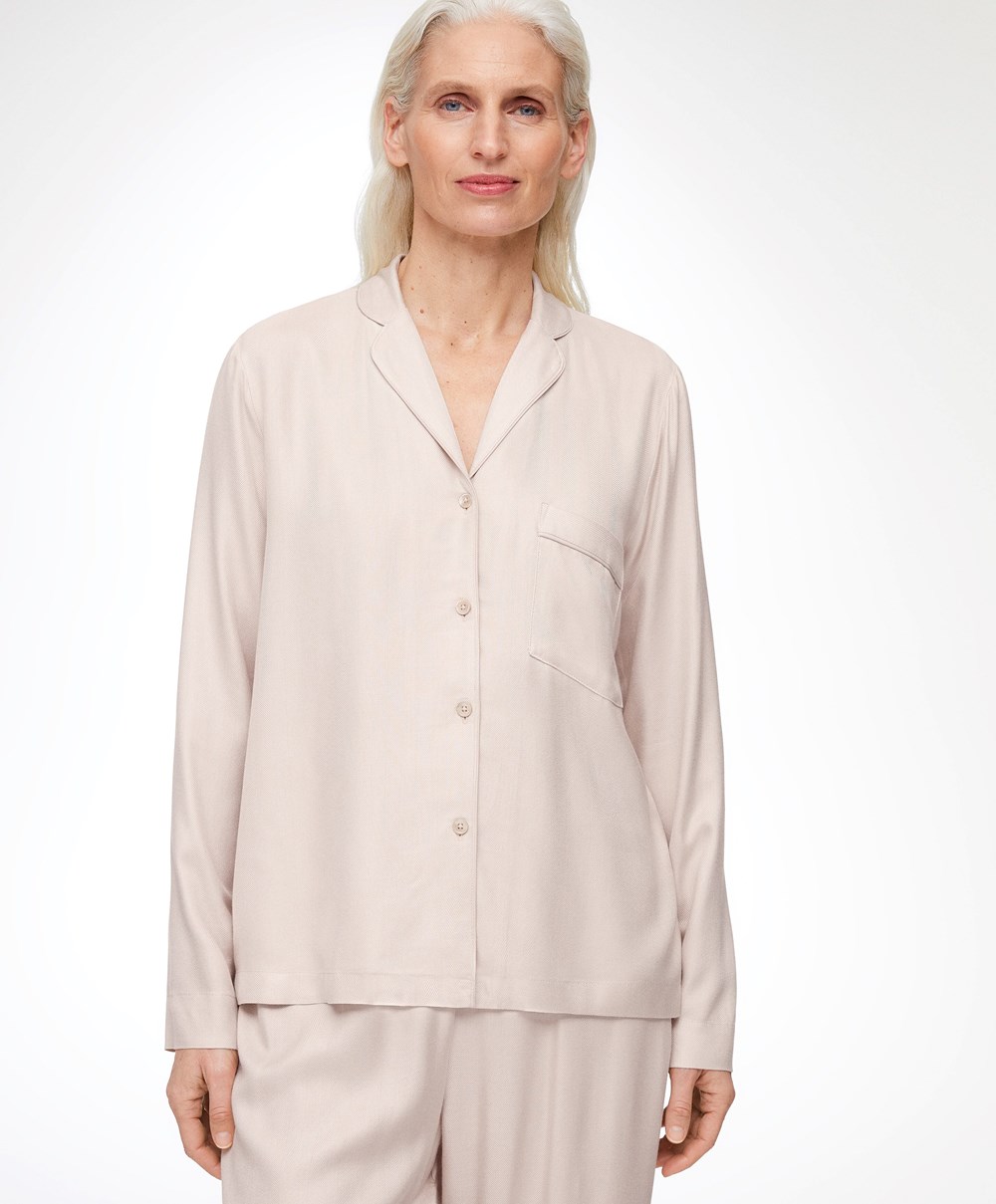 Stone Oysho Long-sleeved Shirt With Piping | EGQY47302