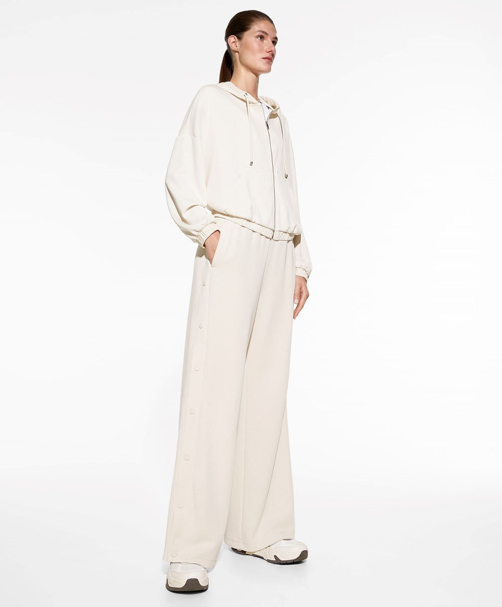 Stone Oysho Soft Touch Modal Wide-leg Trousers With Buttons | LBWQ59374