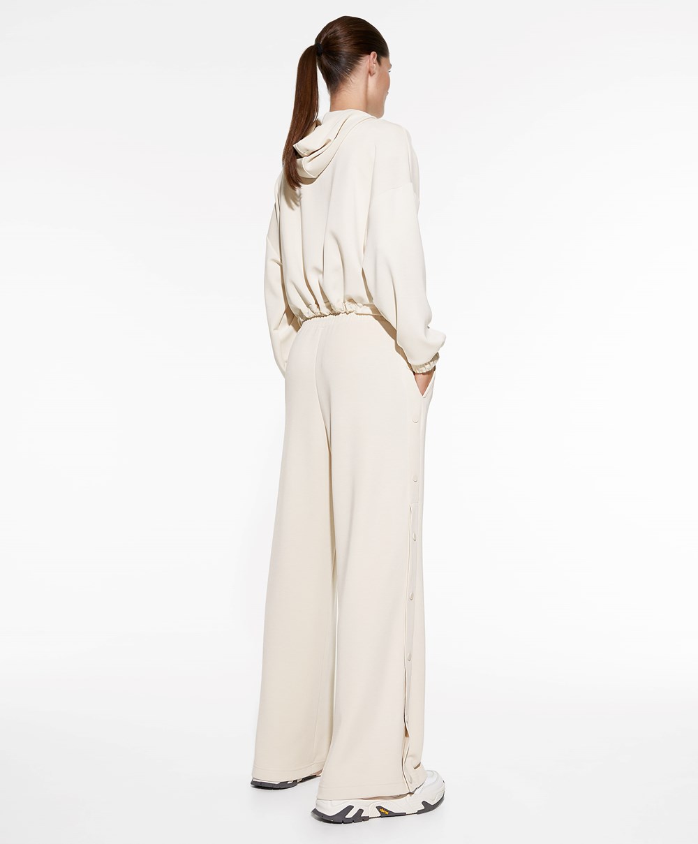 Stone Oysho Soft Touch Modal Wide-leg Trousers With Buttons | LBWQ59374