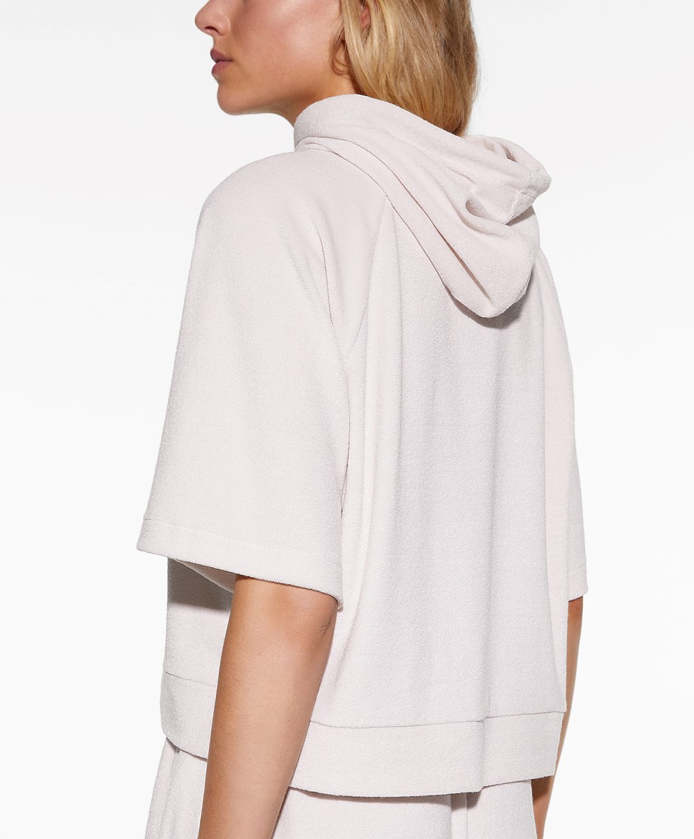 Stone Oysho Towel-effect Hooded Sweatshirt | QBVM48152