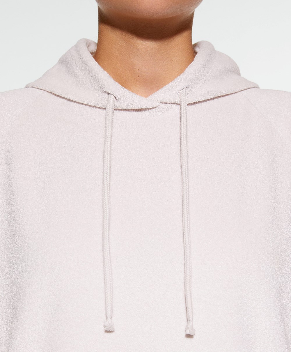 Stone Oysho Towel-effect Hooded Sweatshirt | QBVM48152