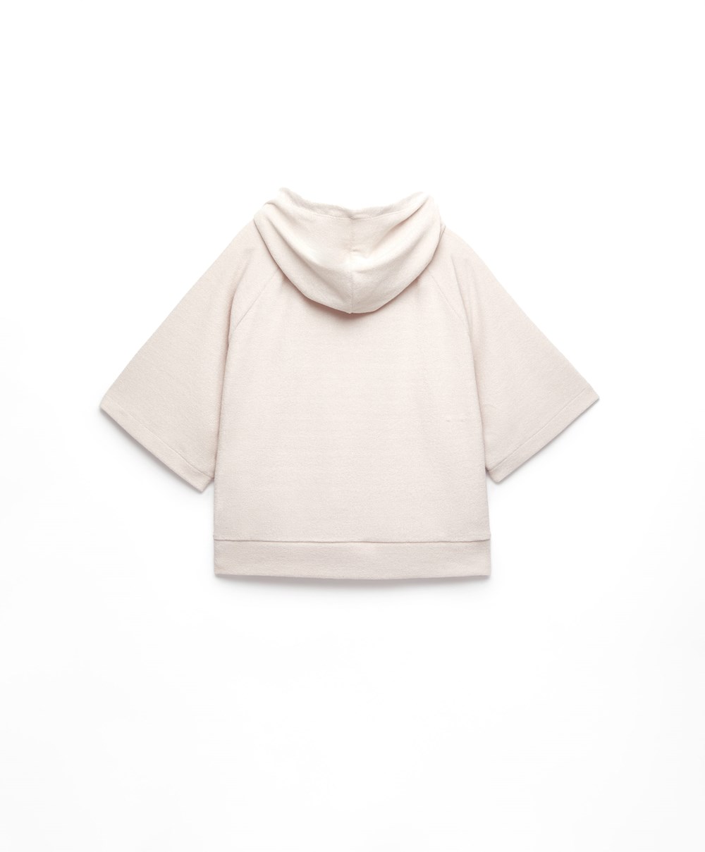 Stone Oysho Towel-effect Hooded Sweatshirt | QBVM48152