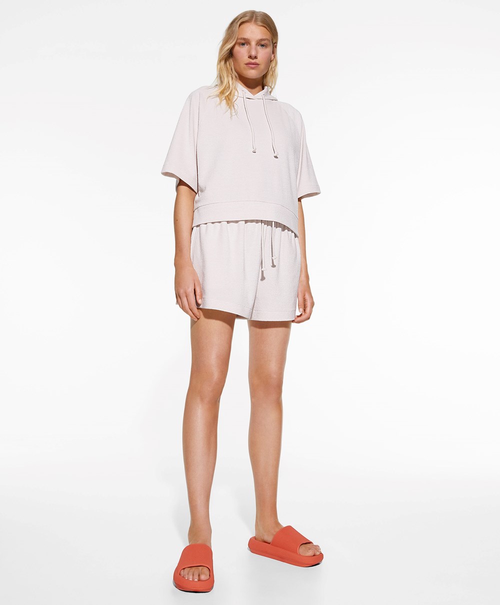 Stone Oysho Towel-effect Shorts | QDVA23470