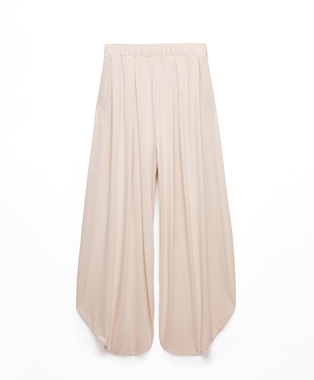 Stone Oysho Wide-leg Draped Modal Trousers | OLSD20139