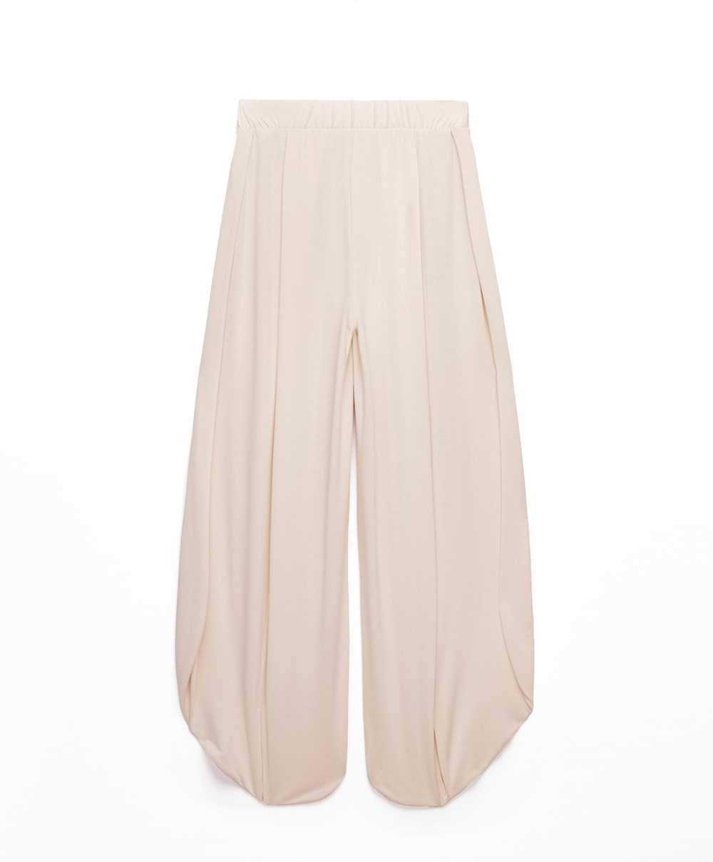 Stone Oysho Wide-leg Draped Modal Trousers | OLSD20139