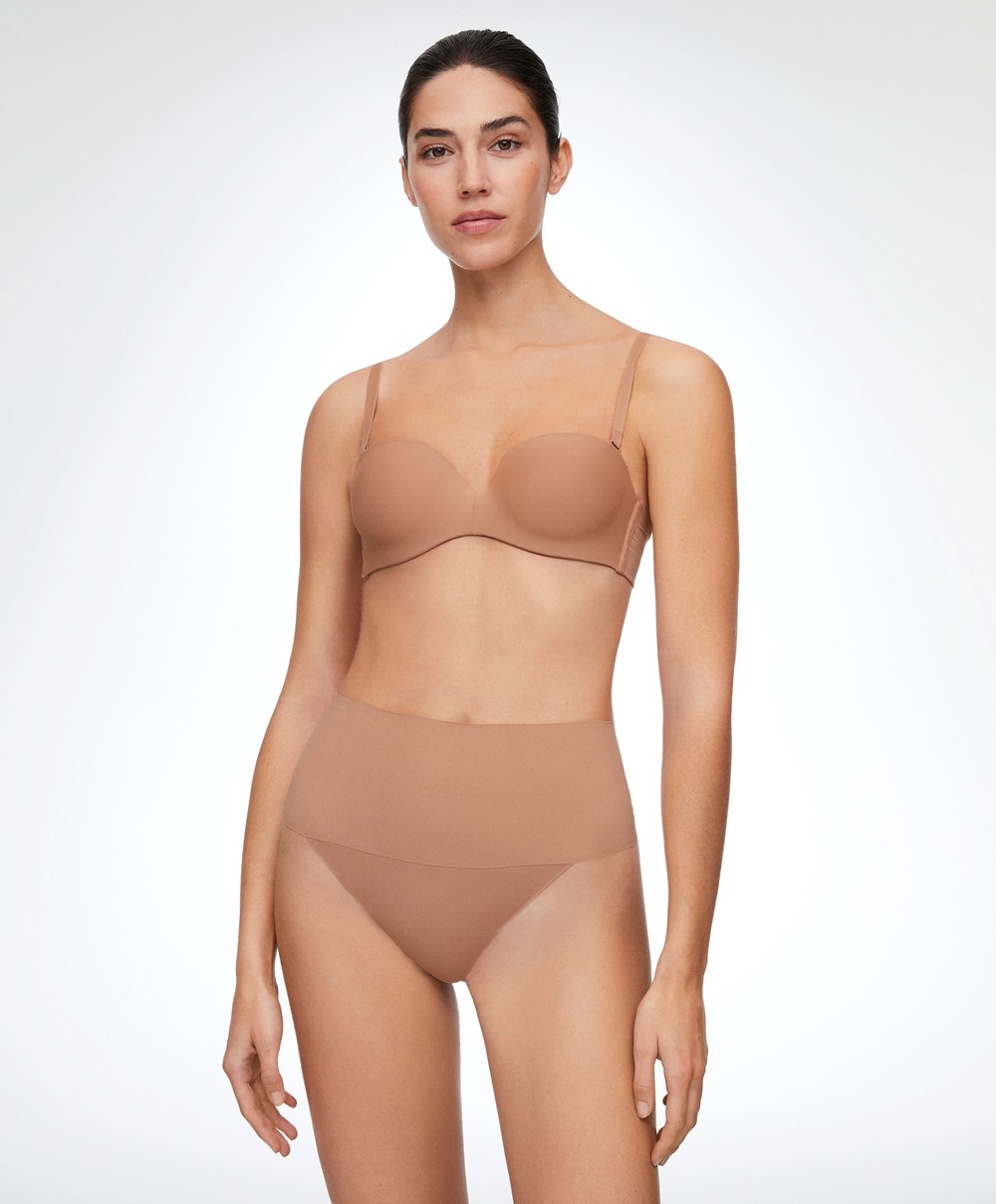 Tan Oysho High-waisted Invisible Laser-cut Thong | ZFMO86710