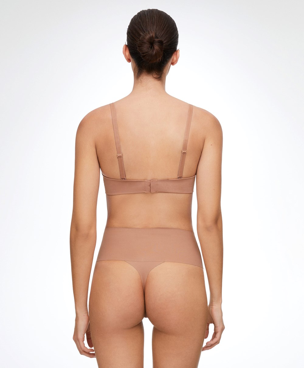 Tan Oysho High-waisted Invisible Laser-cut Thong | ZFMO86710