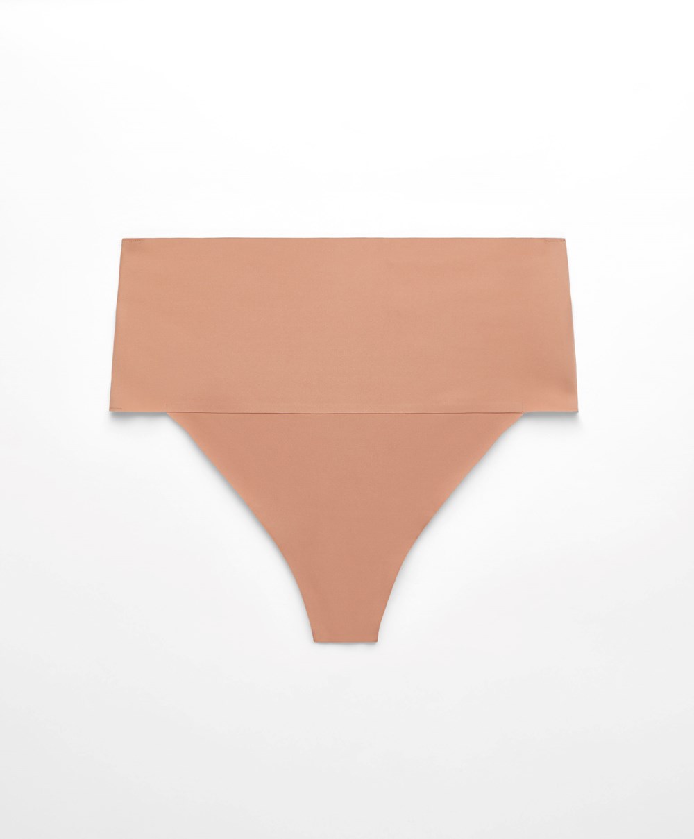 Tan Oysho High-waisted Invisible Laser-cut Thong | ZFMO86710