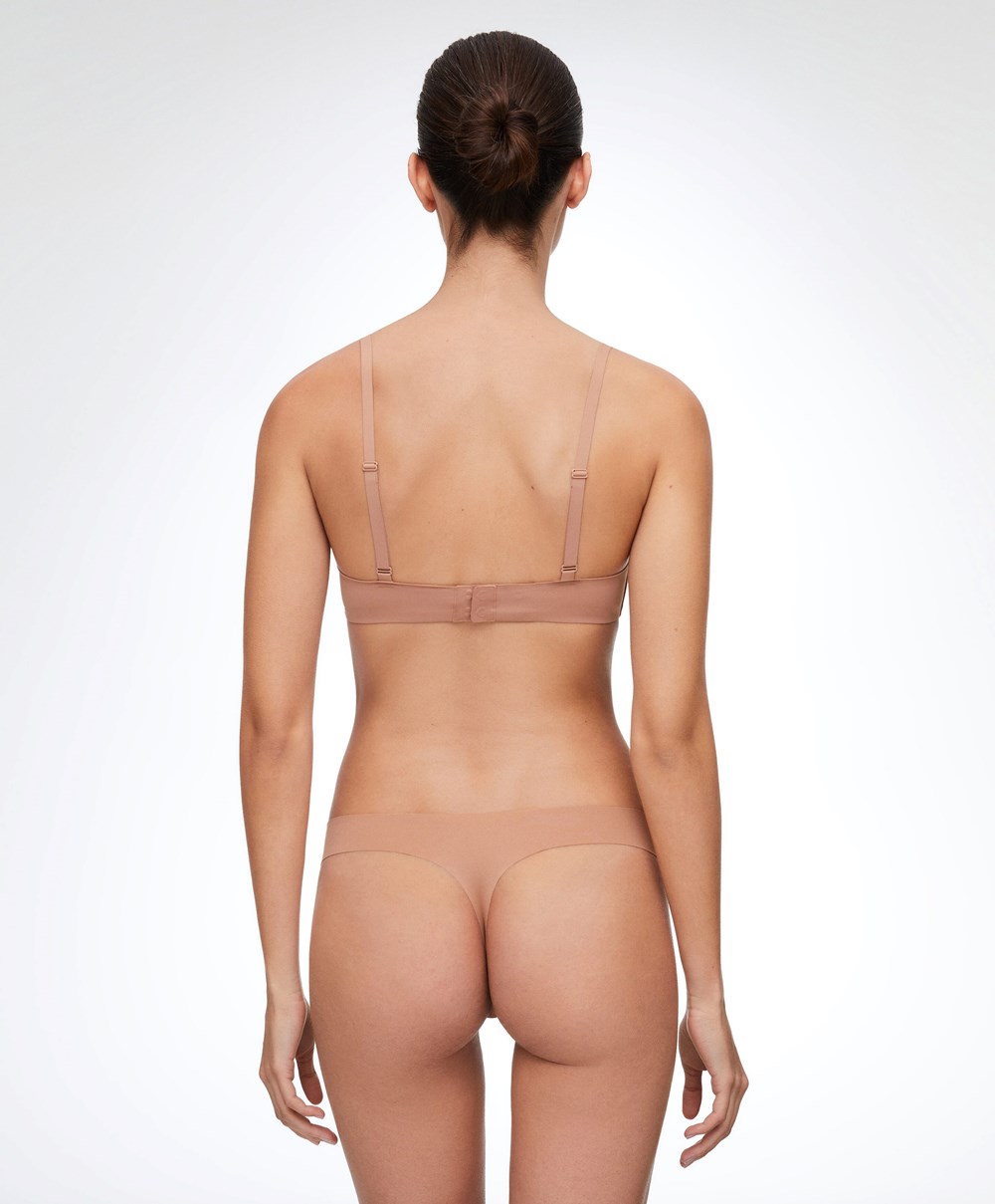 Tan Oysho Invisible Laser-cut Hipster Thong | CWRS32506