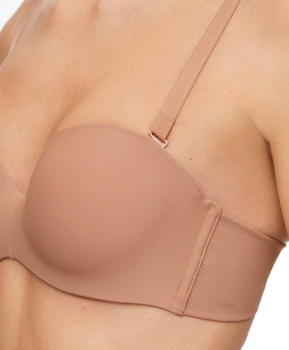 Tan Oysho Polyamide Push-up Bra With Removable Straps | PYFQ73481