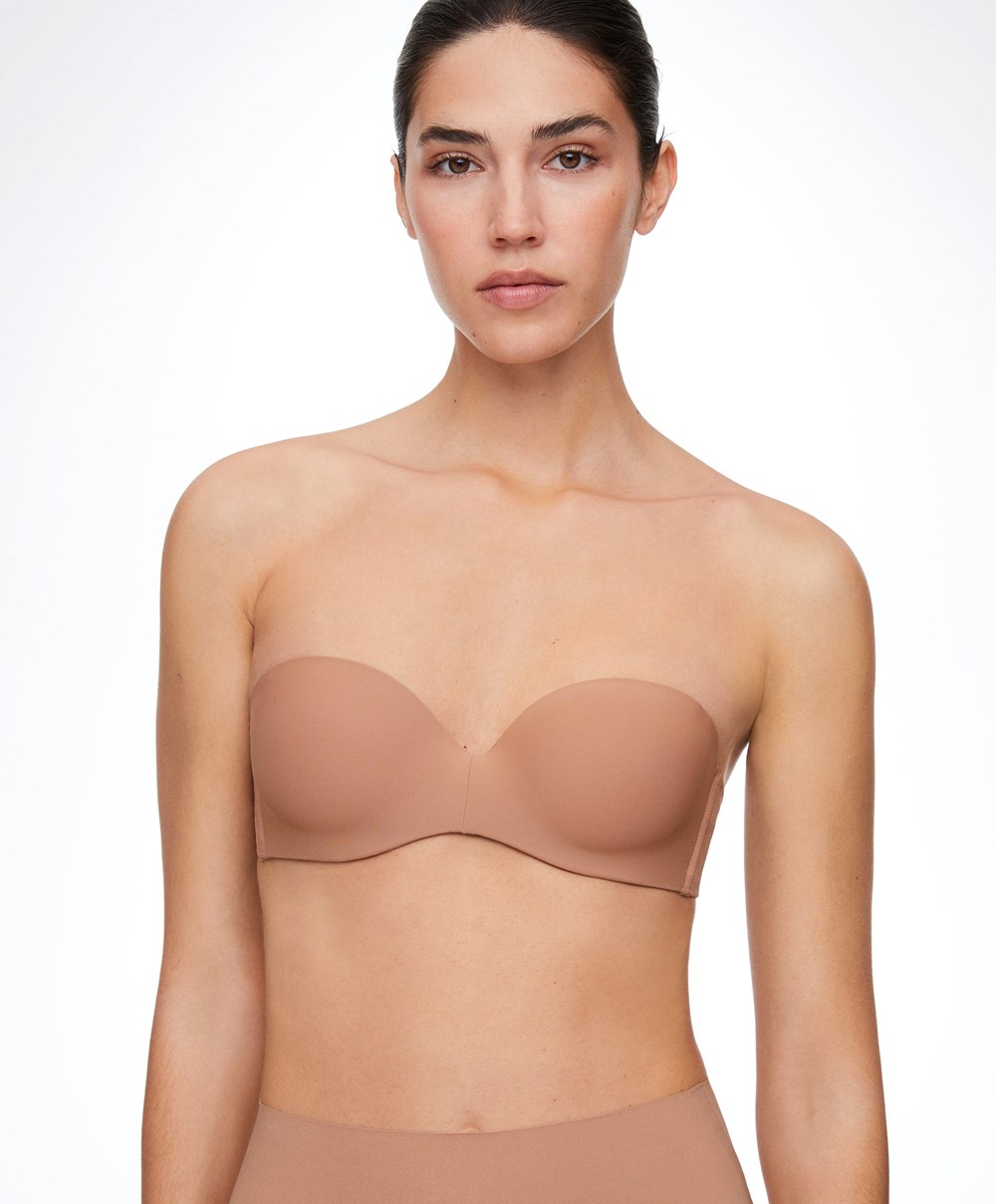 Tan Oysho Polyamide Push-up Bra With Removable Straps | PYFQ73481