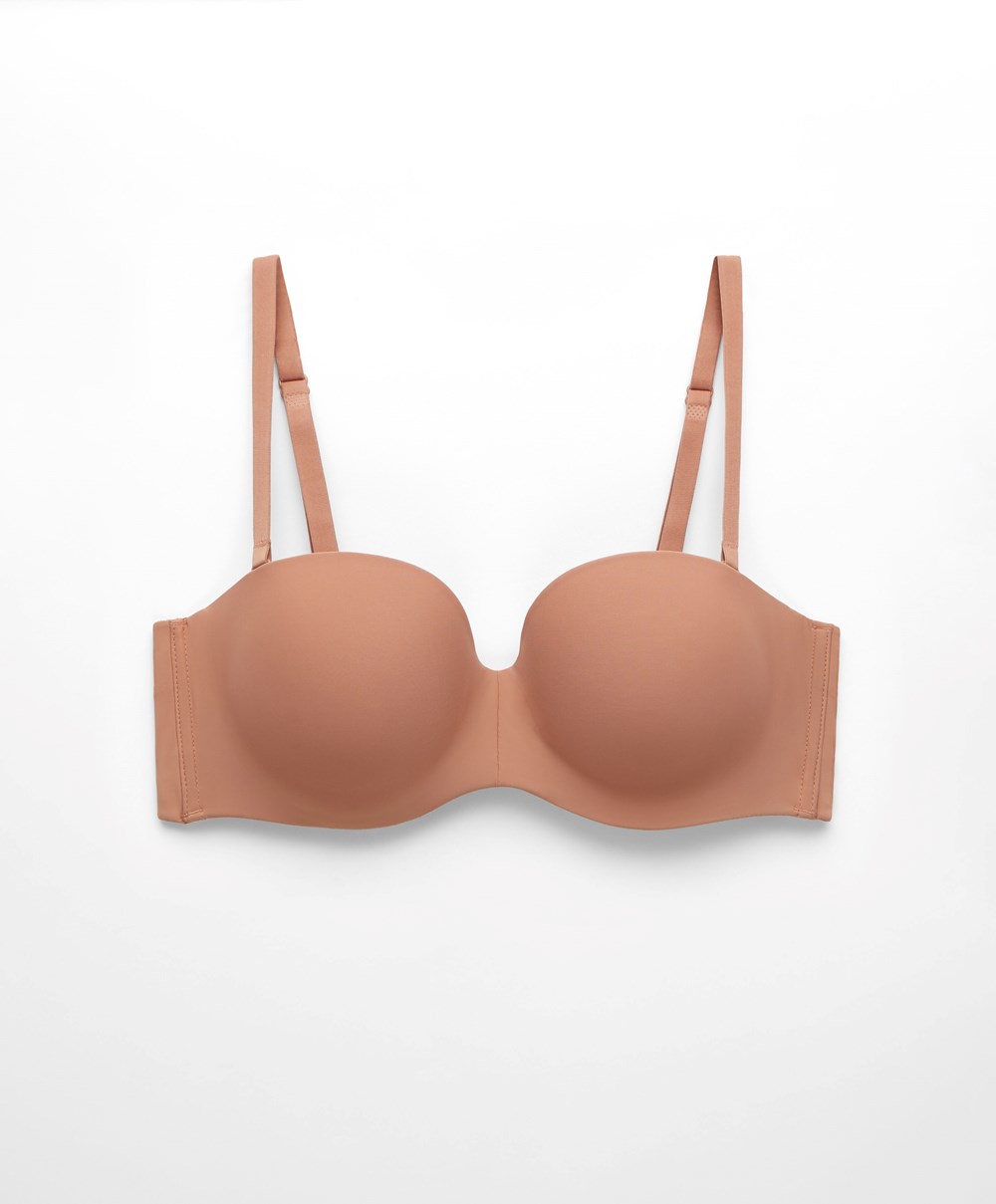 Tan Oysho Polyamide Push-up Bra With Removable Straps | PYFQ73481