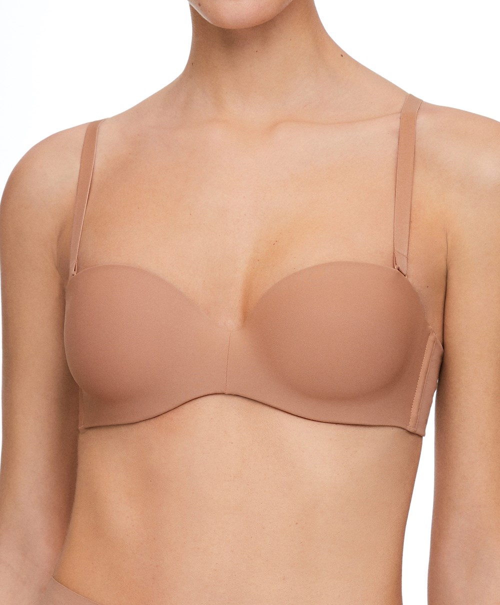 Tan Oysho Polyamide Push-up Bra With Removable Straps | PYFQ73481