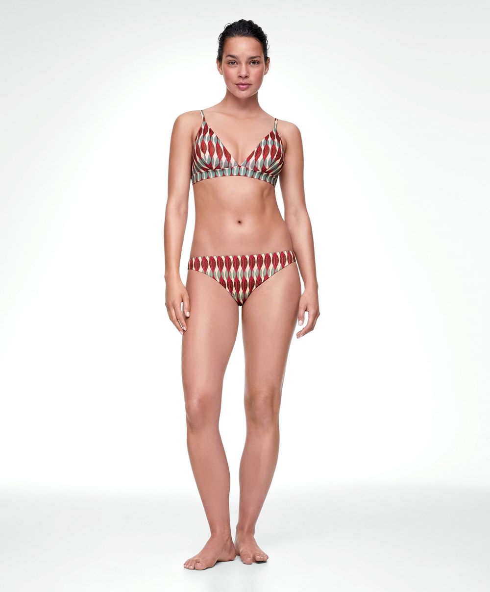 Terracotta Oysho Mid-rise Bikini Briefs | XQDN36785